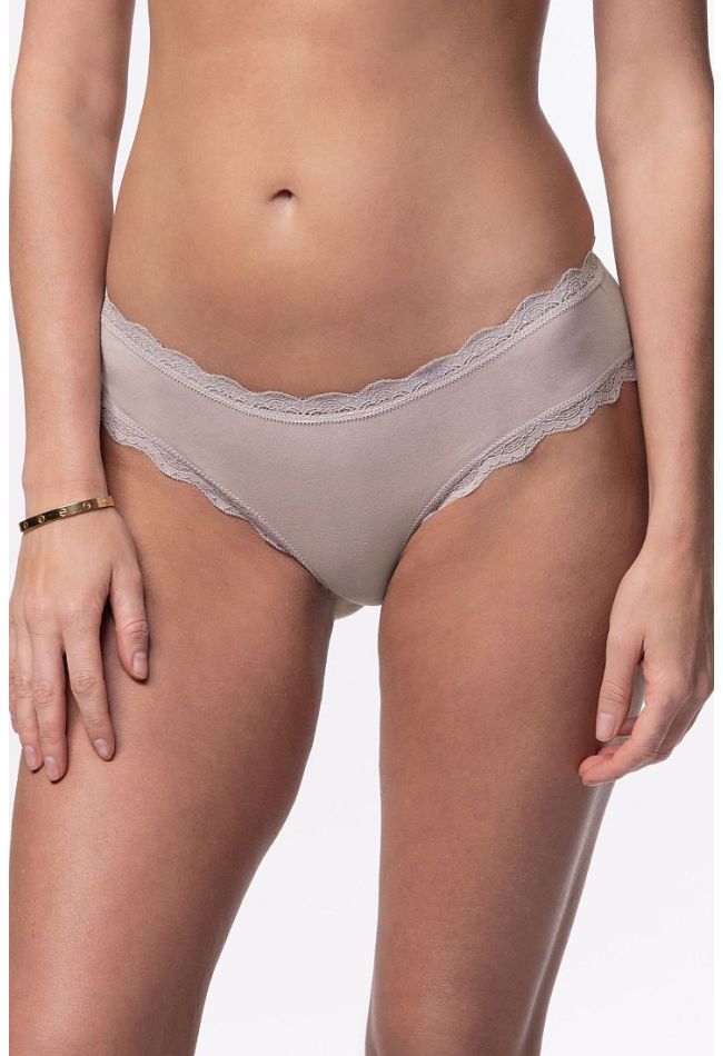 WOMAN CLASSIC HIPSTER OF ORGANIC COTTON WITH SCALLOPED LACE - CALI-2PP