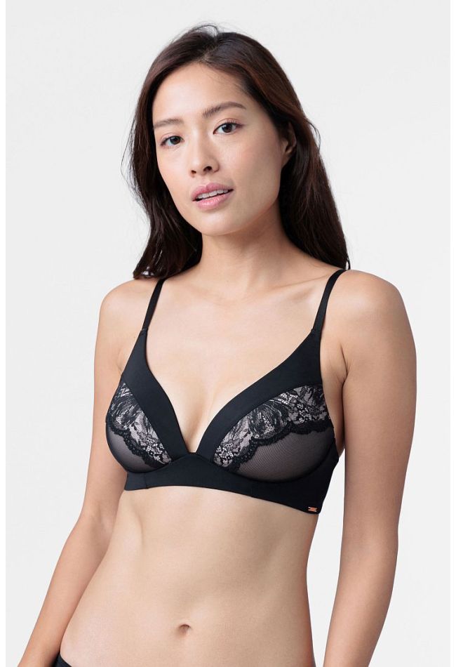 WOMAN SOFT BRA 3/4 CUP WIRELESS MOLDED OF SOFT MICROFIBRE AND FLORAL LACE WITH MESH - DHARA