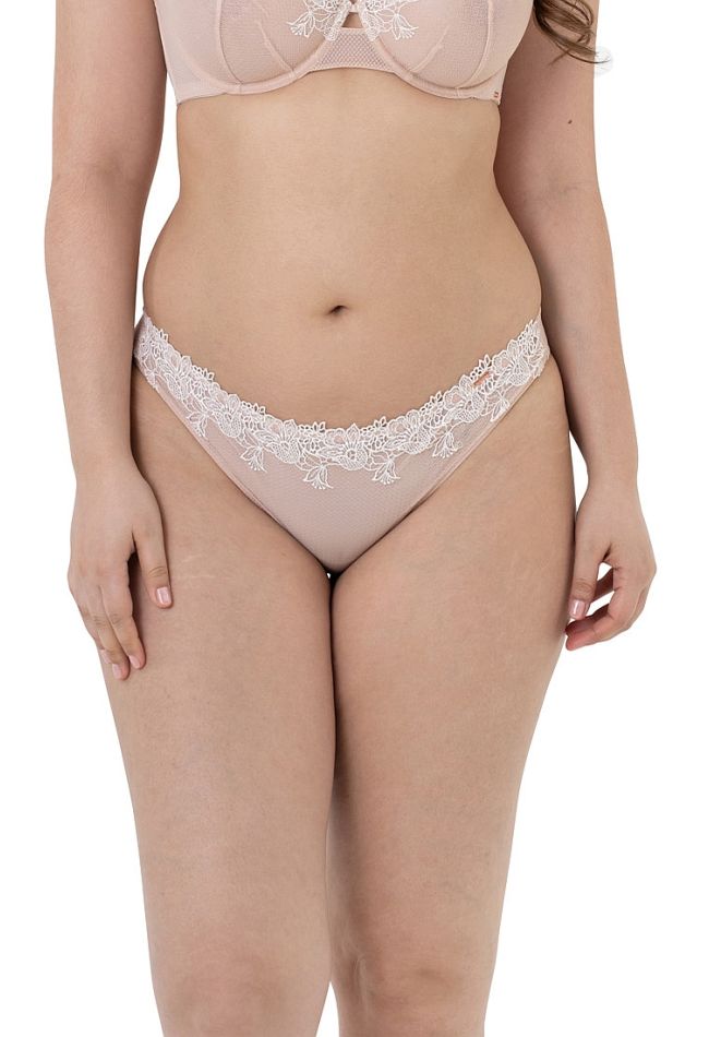 VARDA BRAZILIAN WOMAN BRIEF BRAZIL WITH FLORAL EMBROIDERY OVER FISHNET AND FINE MESH BACK
