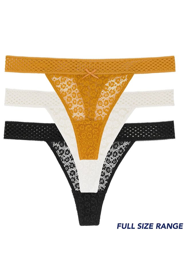 WILD-3PP STRING 3-PACK WOMAN BRIEF STRING ECO LINE WITH ALLOVER ANIMAL LACE AND TRIM