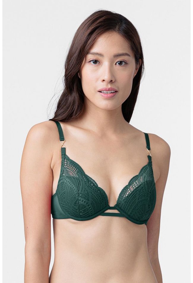WOMAN PLUNGE 3/4 CUP BRA WITH CUT AND SEWN CUPS WIRED WITH GEOMETRIC LACE - NOORI