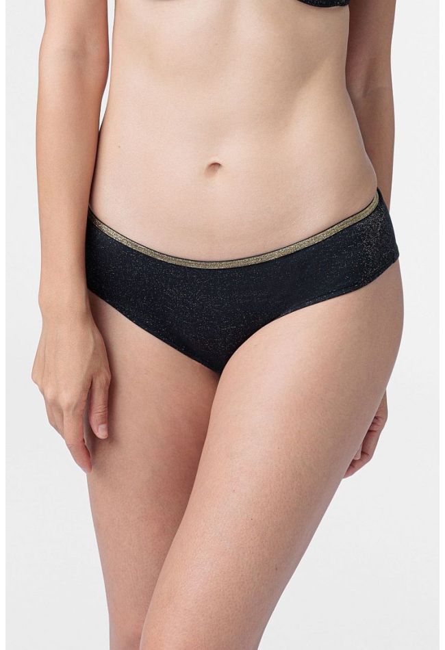 WOMAN CHEEKY HIPSTER OF MICROFIBRE WITH GOLD ELASTIC LUREX - SCINTILLA
