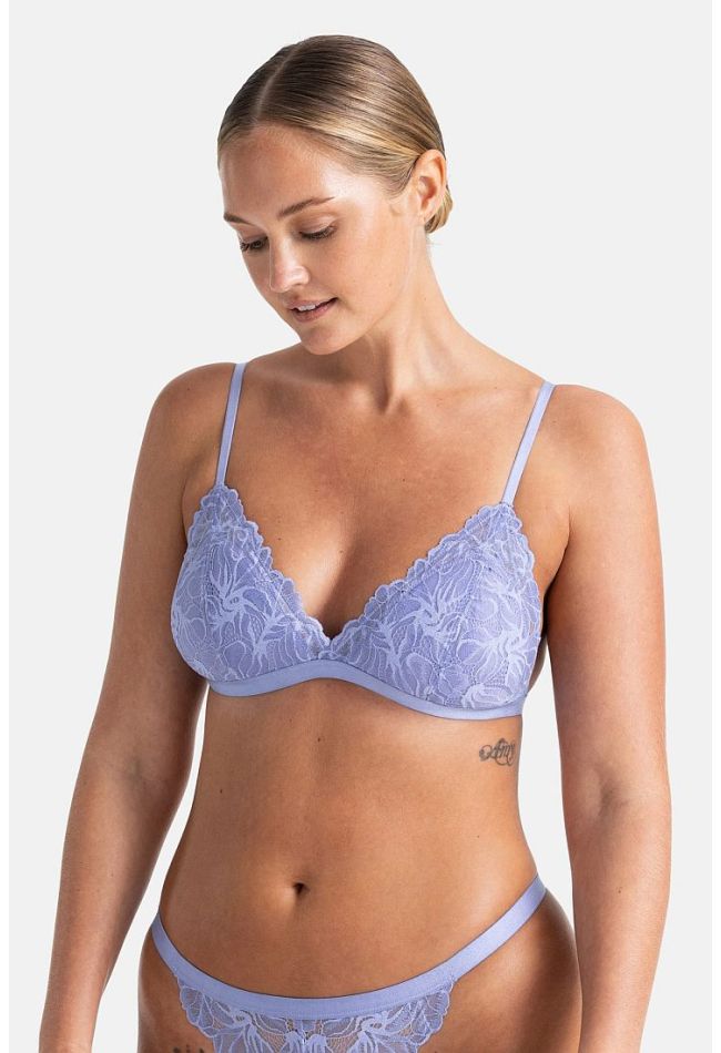 2-PACK WOMAN BRALETTE 3/4 CUP WIRELESS WITH REMOVABLE PADS AND FLORAL LACE  - TRISHA-2PP
