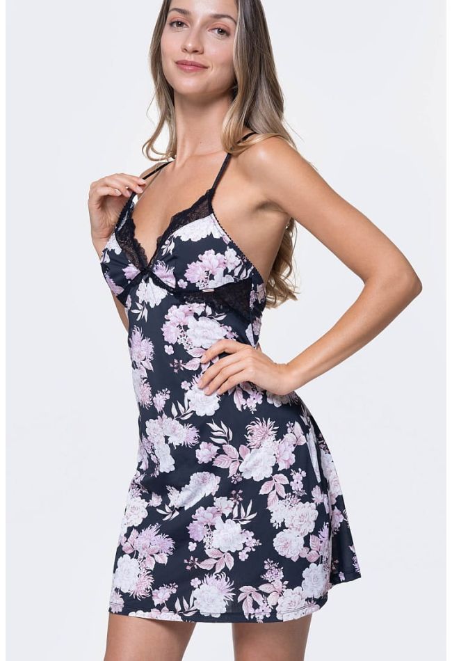 AMARYLLIS WOMAN BABYDOLL WIRELESS FLORAL WITH LACE DETAILS
