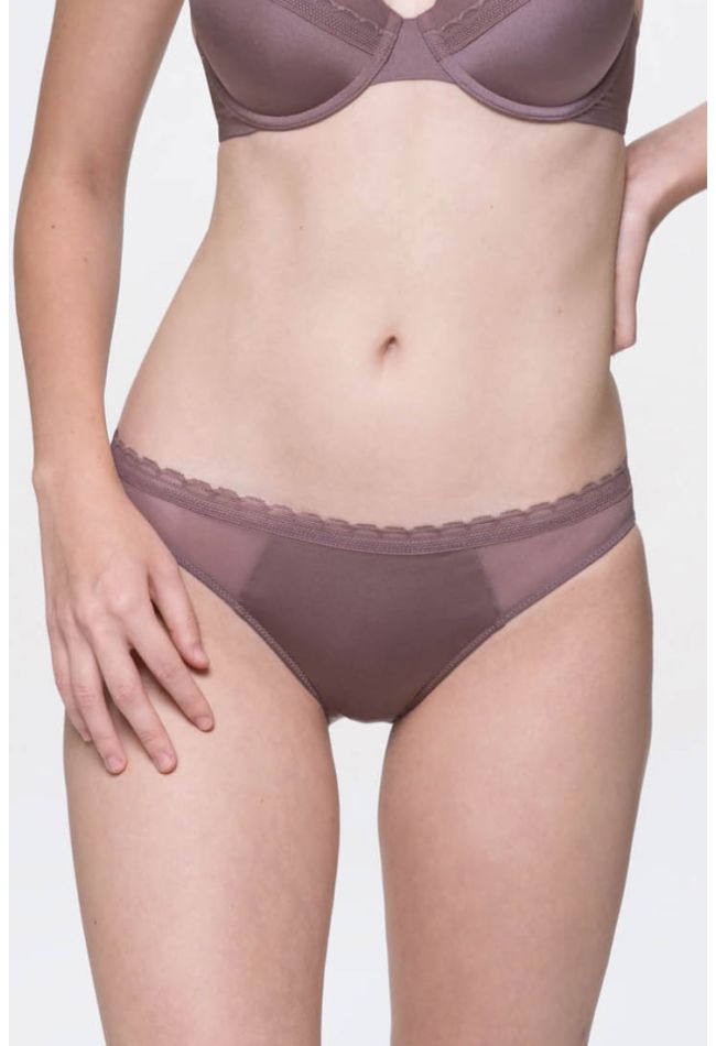 JANA-2PP WOMAN BRIEF PLAIN ECO LINE WITH MESH AT SIDES AND LACE TRIMMING