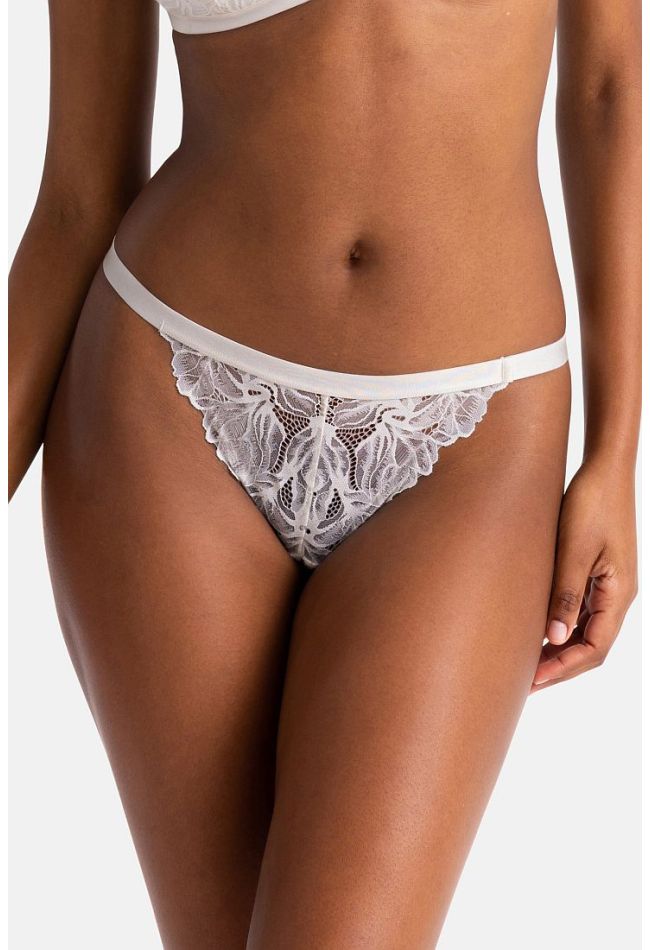 2-PACK WOMAN STRING WITH ELASTIC BAND AND FLORAL LACE  - TRISHA-2PP