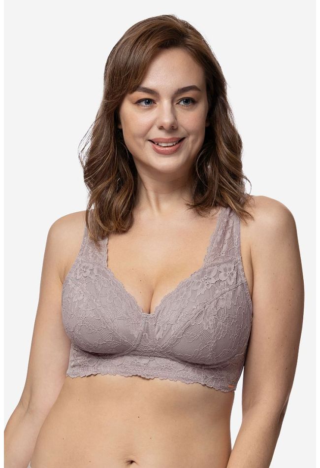 WOMAN NON PADDED BRALETTE WIRELESS FULL COVERAGE HIGH SIDE SUPPORT WITH LACE COVERS UP CUP E - AINA