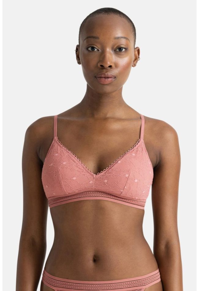2-PACK WOMAN WIRELESS BRALETTE 3/4 CUP WITH REMOVABLE PADS AND FLORAL LACE  - ANIKA-2PP