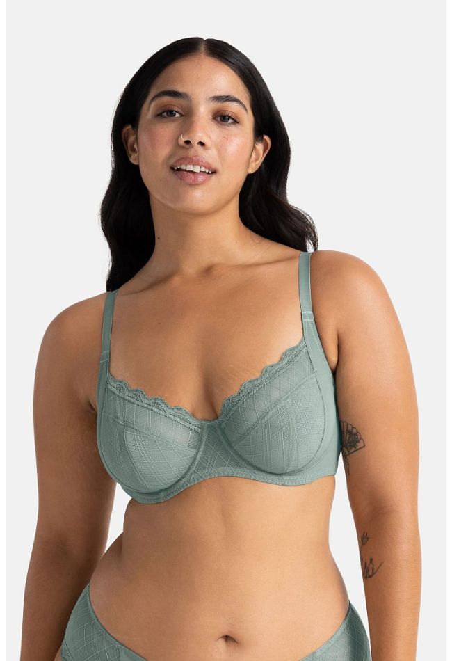 2-PACK WOMAN CURVES BRA FULL CUP WIRED NON PADDED WITH MESH  AND LACE TRIMMING - IMANI-2PP
