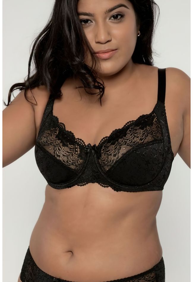 WOMAN NON PADDED CURVES BRA FULL CUP WIRED WITH FLORAL LACE - PHILIPPA