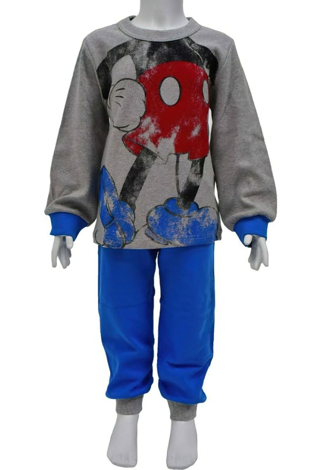 BOY KIDS COTTON PYJAMAS WITH CUFF AND MICKEY MOUSE PRINT
