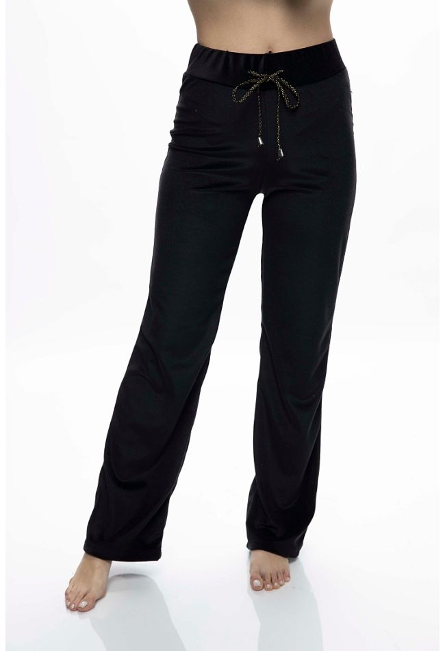 WOMAN VELOUR RIBBED PANTS PLAIN OPEN LEGS WITH WAIST BAND CORD