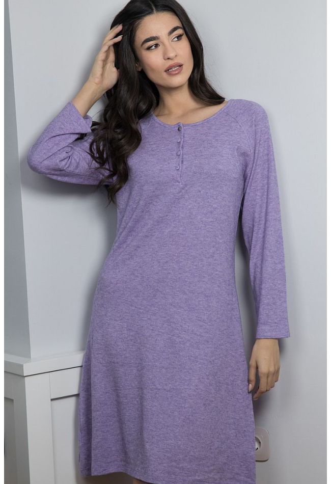 WOMAN MIDI PLAIN NIGHTDRESS UNDER KNEE WARM AND ULTRA SOFT WITH SERAPH OPENING IDEAL FOR BREASTFEEDING