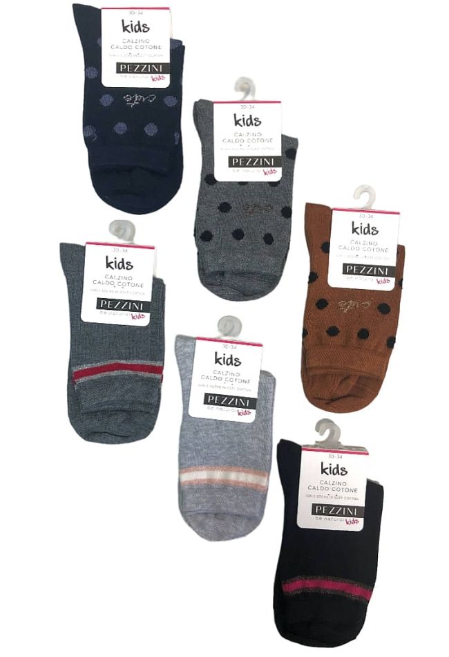 GIRL COMBED COTTON SOCKS WITH DOTS OR GLITTER STRIPE PATTERN