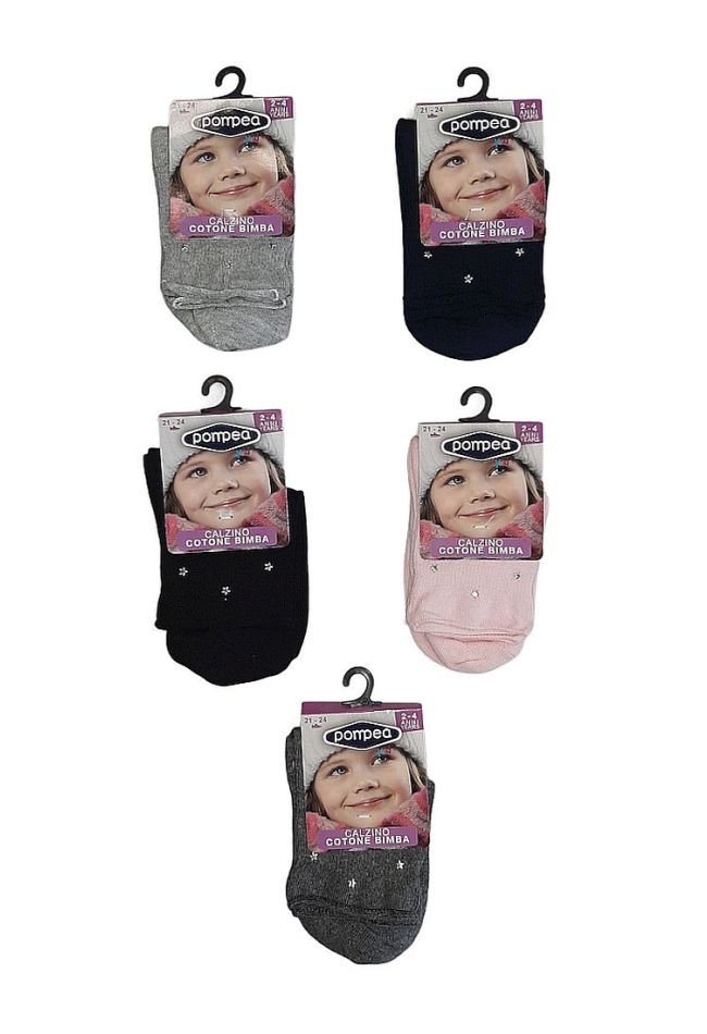 POMPEA GCZ-PINK - GIRL SOCKS IN WARM COTTON WITH STRASS