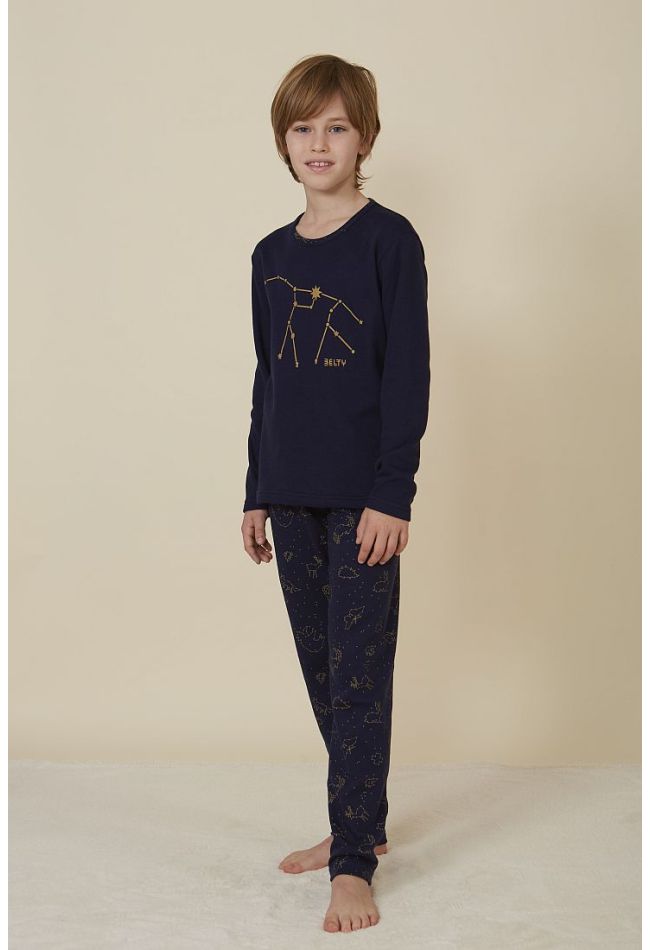 BOY LONG PYJAMAS COTTON WITH LONG SLEEVES AND CONSTELLATION PATTERN