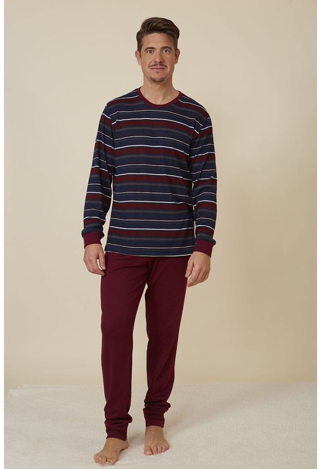 MAN LONG PYJAMAS WITH LIGHT FLEECE AND PATTERNED WITH STRIPES