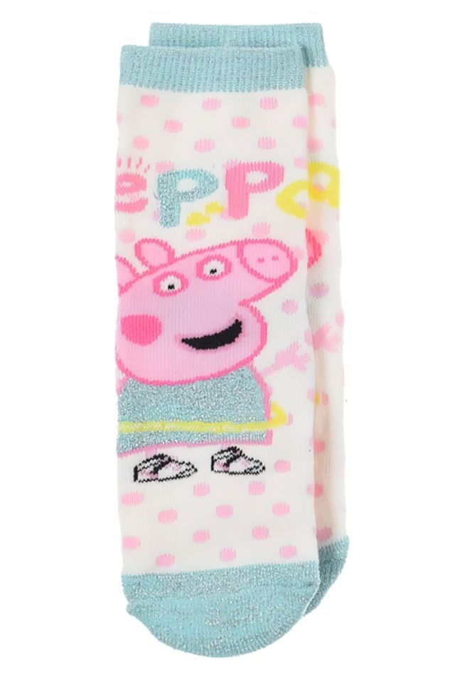 PEPPA PIG GIRL TERRY-COTTON SLIPPERS ANTI-SLIP WITH ABS  AND GLITTER ELEMENTS