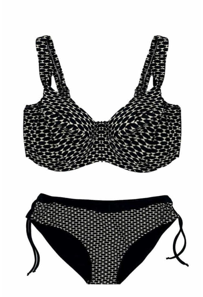 WOMAN BIKINI SET OTTICO PATTERN IN FRONT STABLE ADJUSTABLE STRAPS WIRED NO PADDED IN CUP F