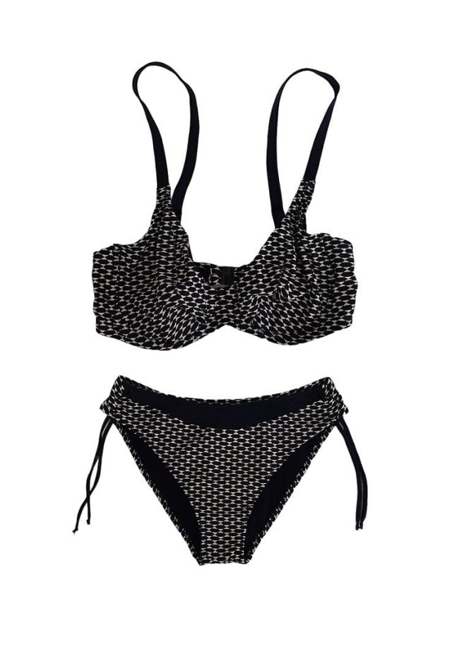 WOMAN BIKINI SET OTTICO PATTERN MULTI-WAY STRAPS DETACHABLE IN X OR LINE FORM WIRED NO PADDED IN CUP E