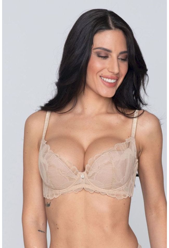 MELODY WOMAN 3/4 PADDED BALCONETTE PLUNGE WIRED BRA WITH LACE