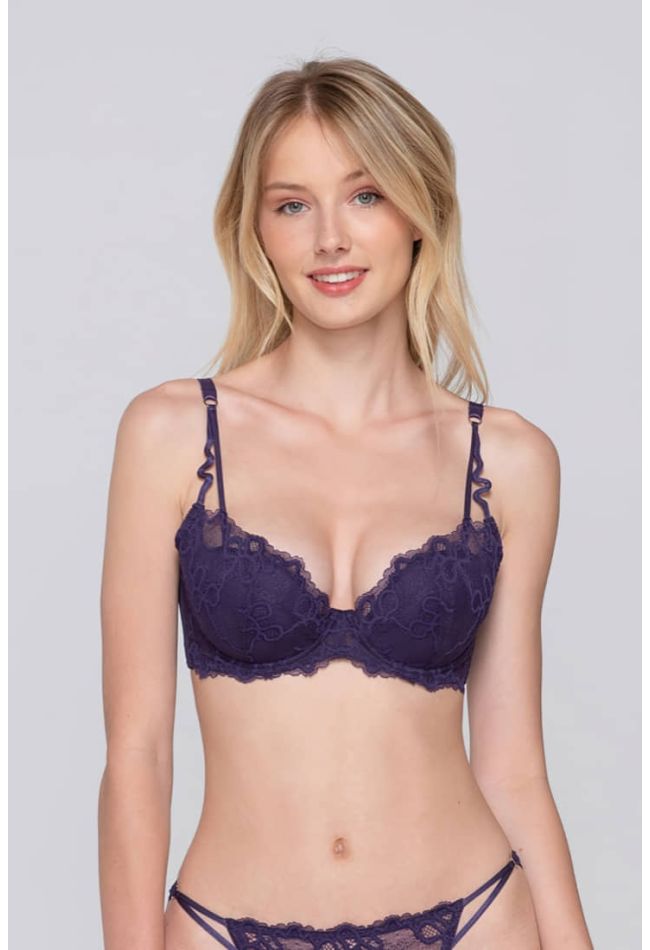 DAISY-PADDED BALCONETTE WOMAN BRA WITH RELIEF LACE WIRED