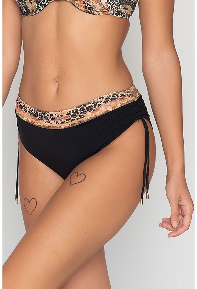 AFRICA WOMAN BIKINI BOTTOM HIGHWAISTED RUCHED SIDE WITH ANIMAL DETAILS