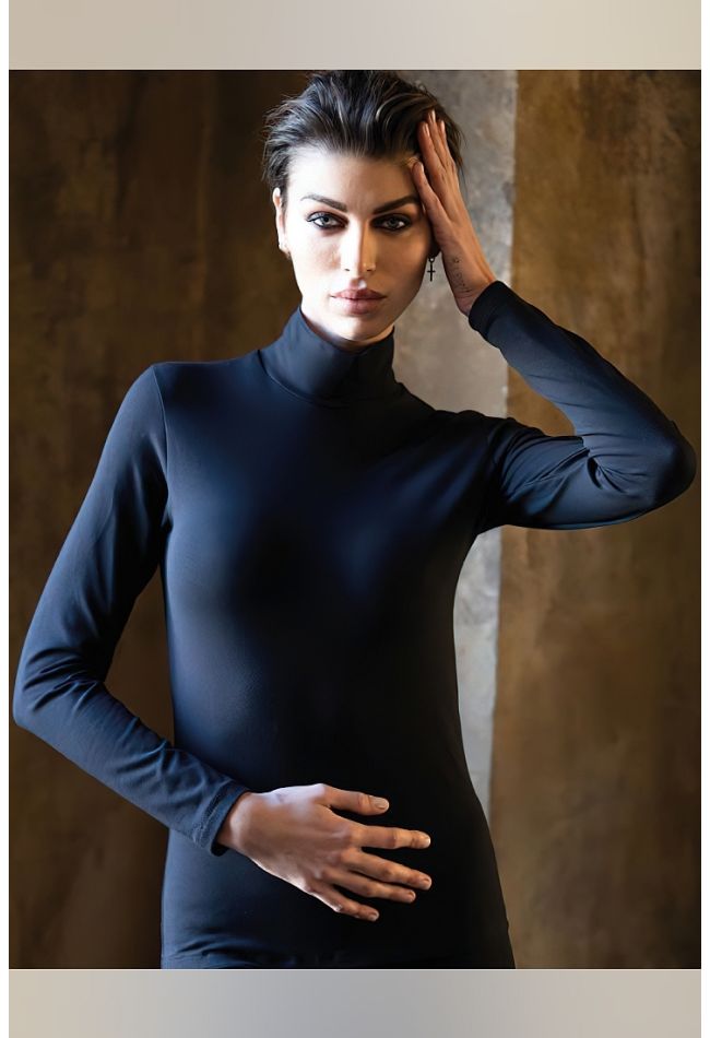 WOMAN CASHMERE-MODAL BLOUSE WITH ROLL NECK AND LONG SLEEVES