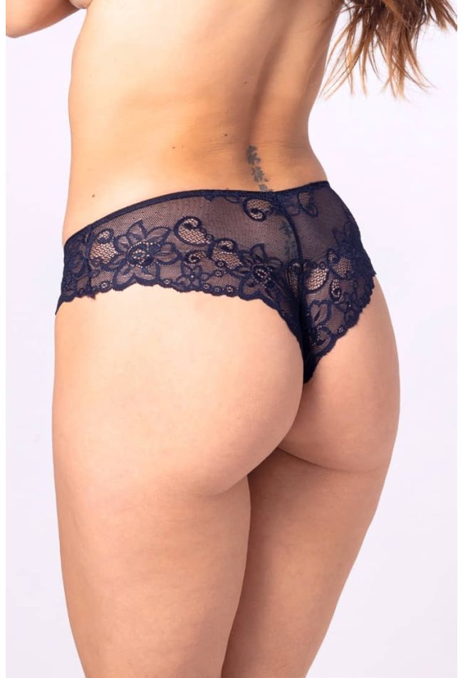 WOMAN COTTON BRAZIL KNICKERS WITH DOTS PATTERN AND LACE