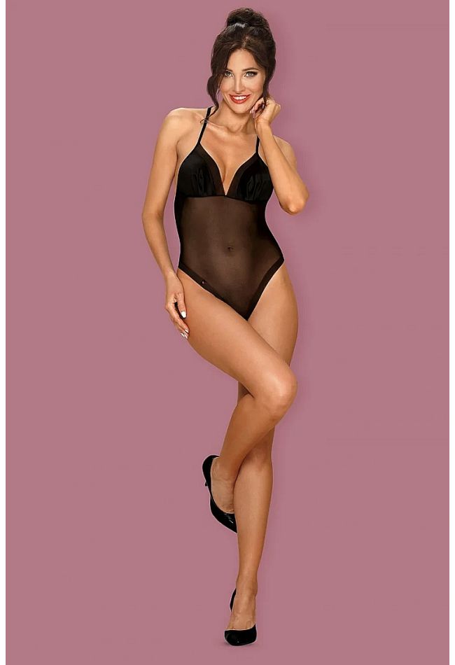 ALIFINI TEDDY WOMAN BODY THONG WITH SATIN DETAILS AND LACE AND BUTTERFLY WINGS AT BACK