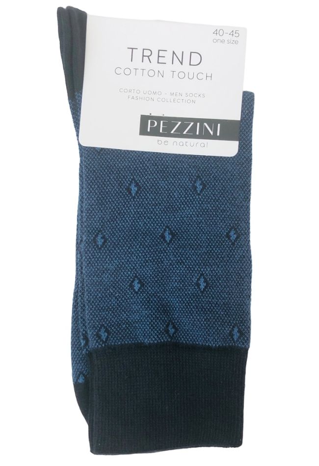 MAN COMBED COTTON SOCKS WITH RHOMBUS PATTERN AND SEAMLESS TOES